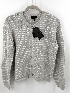 Marble UK Silver Grey Statement Button Cardigan Size US M